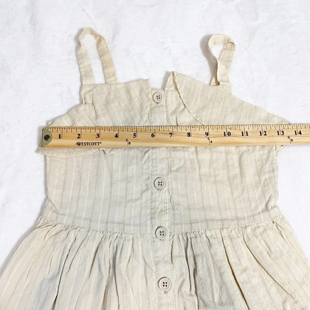 5/$25 Gymboree‎ Girls Cream Pinstripe Button Front Ruffle Dress Size 10